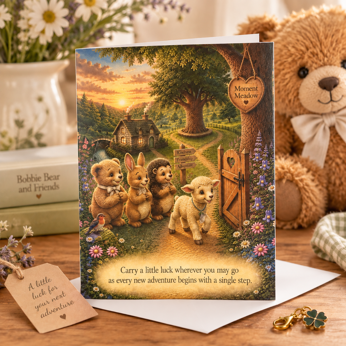 Good Luck Keepsake Card with Clover Charm | Moment Meadow