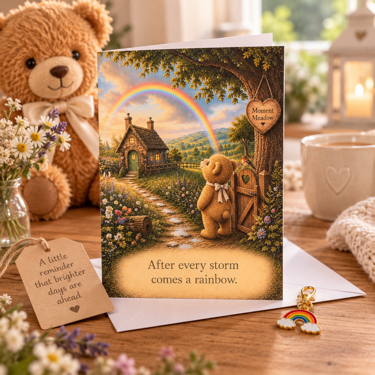 Rainbow Keepsake Card with Charm | After Every Storm | Moment Meadow