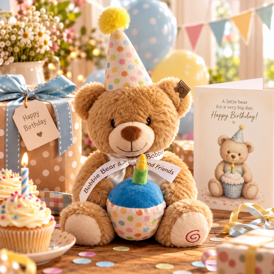 Birthday Bear with Cupcake | Bobbie Bear & Friends