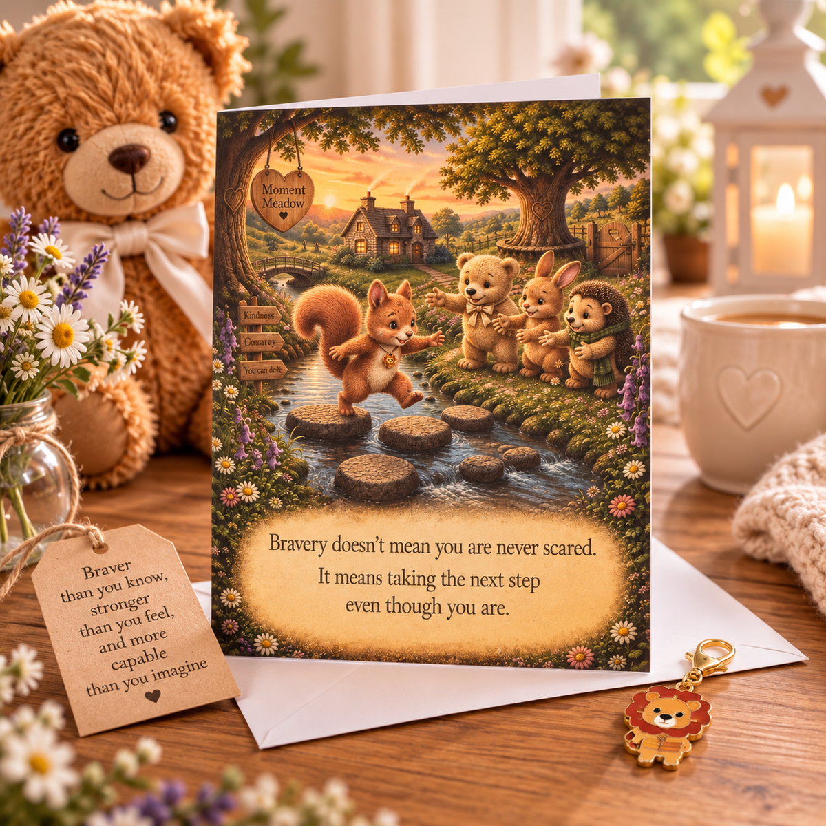 Bravery Keepsake Card with Lion Charm | Moment Meadow