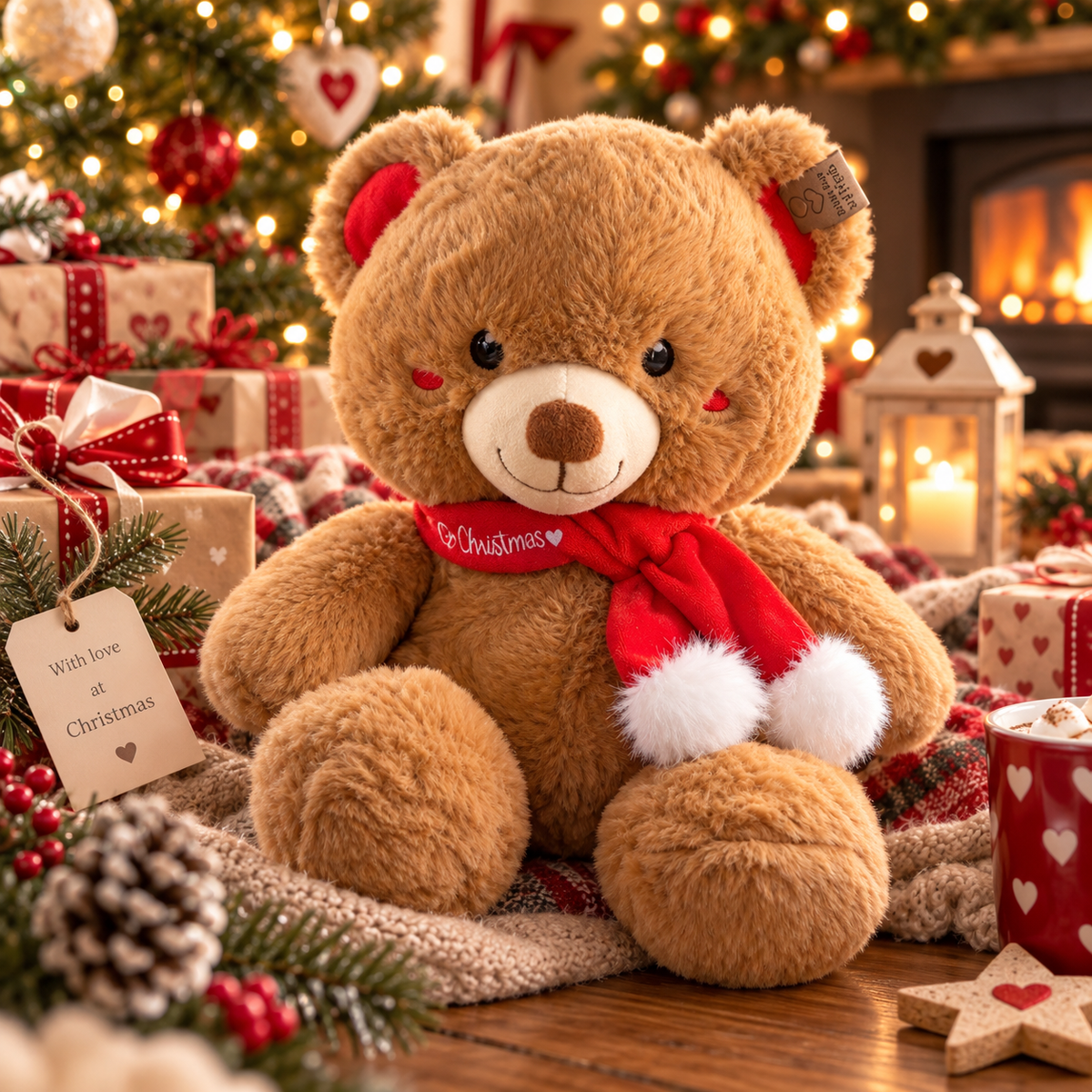 Christmas Teddy Bear with Festive Scarf | Bobbie Bear & Friends