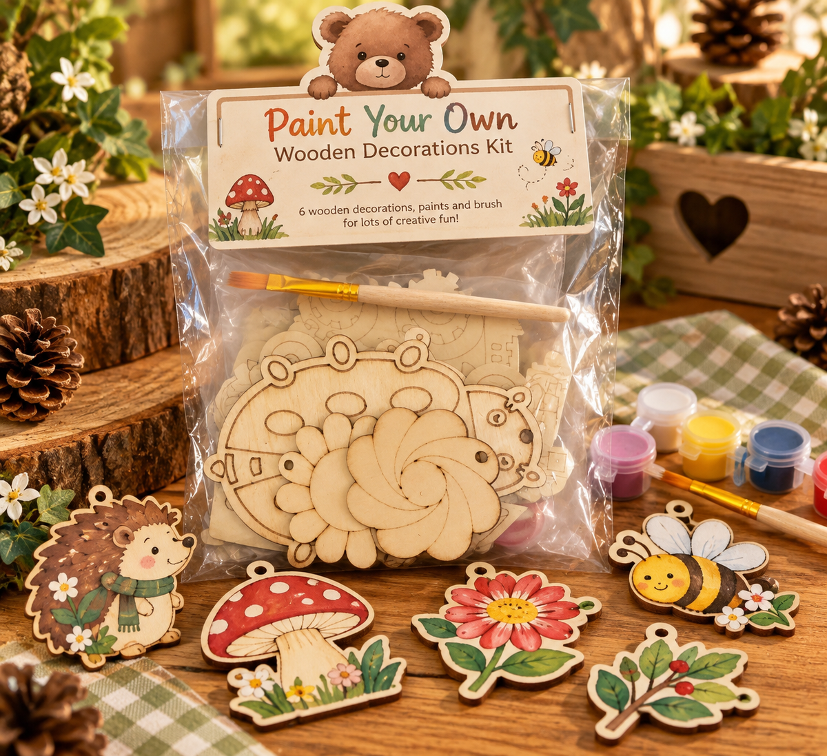 Bobbie Bear Paint Your Own Wooden Decorations Kit