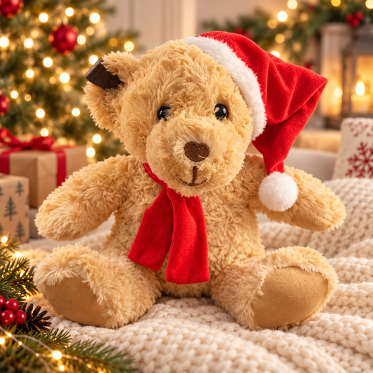 Christmas Bear with Hat & Scarf – Festive Plush Bear