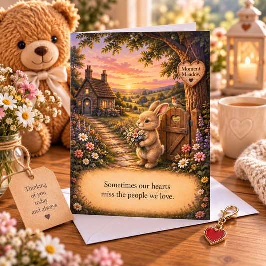 Missing You Keepsake Card with Heart Charm | Moment Meadow